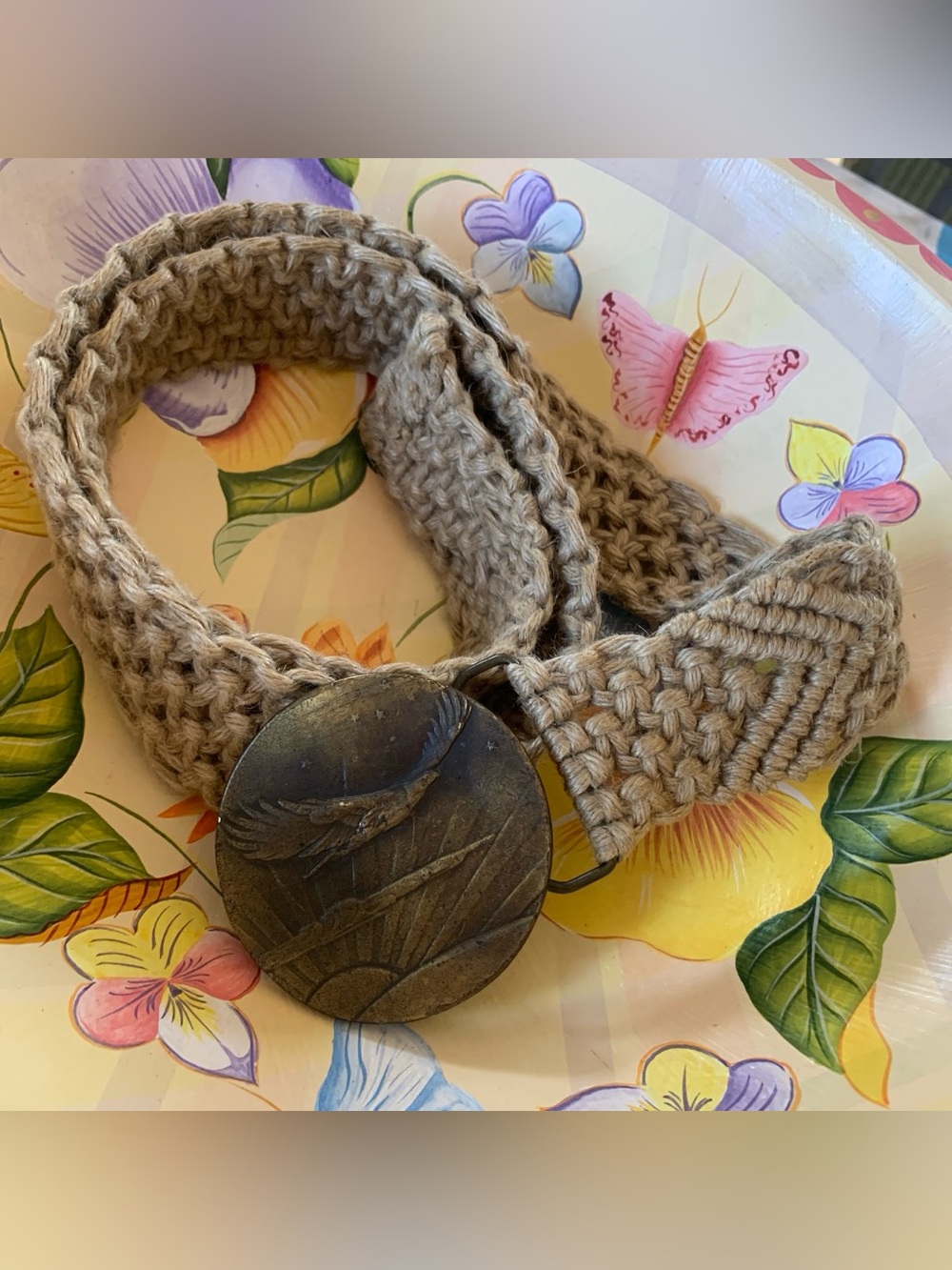 Vintage 70’s Bergamot Brass Works Macrame Belt